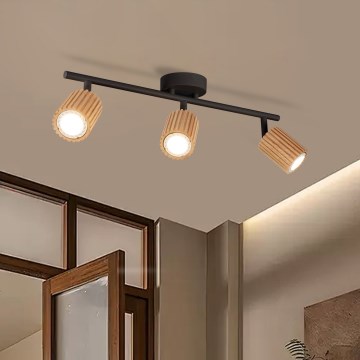 Brilagi - Faretto MODERN WOOD 3xGU10/8W/230V legno/nero