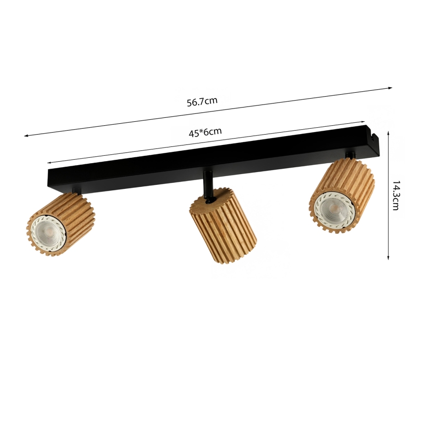 Brilagi - Faretto MODERN WOOD 3xGU10/8W/230V legno/nero