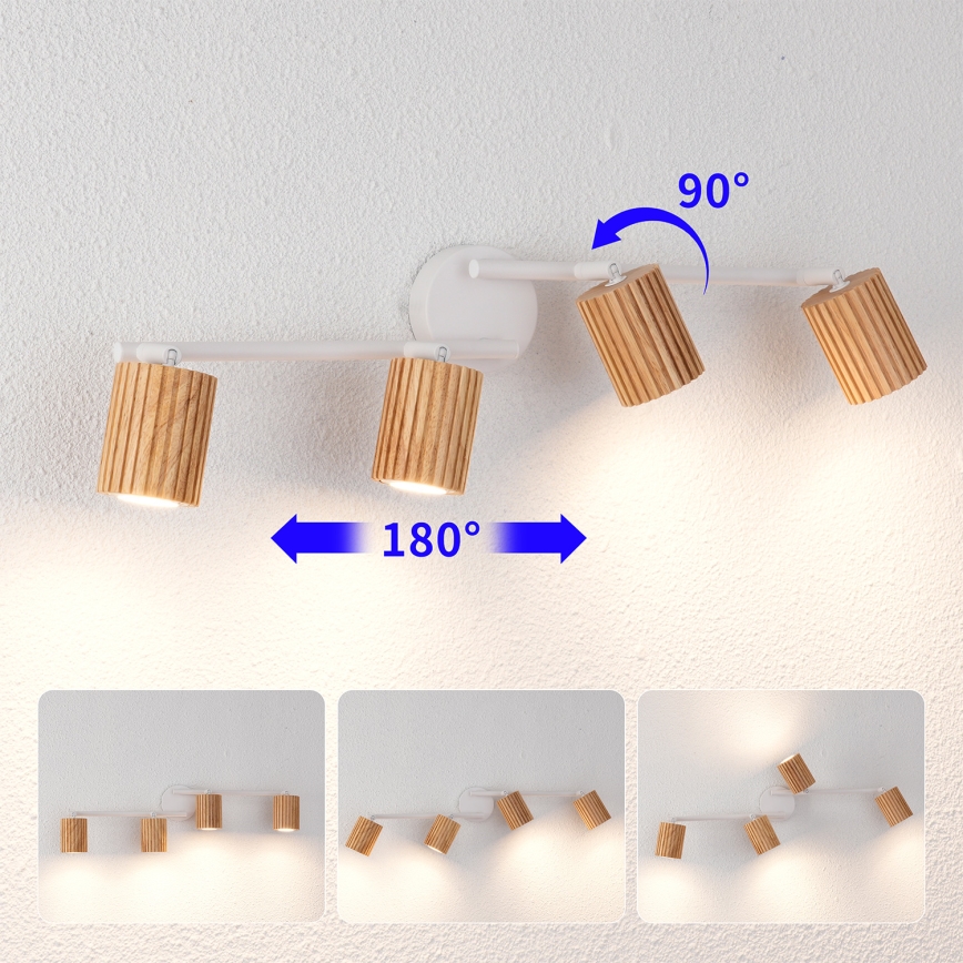 Brilagi - Faretto MODERN WOOD 4xGU10/8W/230V legno/bianco