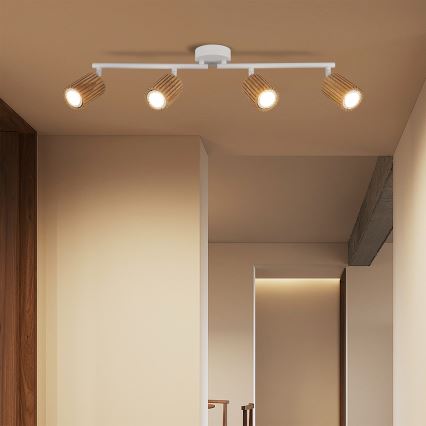 Brilagi - Faretto MODERN WOOD 4xGU10/8W/230V legno/bianco