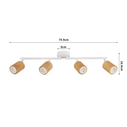 Brilagi - Faretto MODERN WOOD 4xGU10/8W/230V legno/bianco