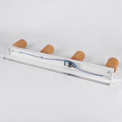 Brilagi - Faretto MODERN WOOD 4xGU10/8W/230V legno di caucciù/bianco