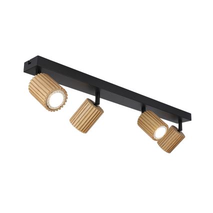 Brilagi - Faretto MODERN WOOD 4xGU10/8W/230V legno di caucciù/nero