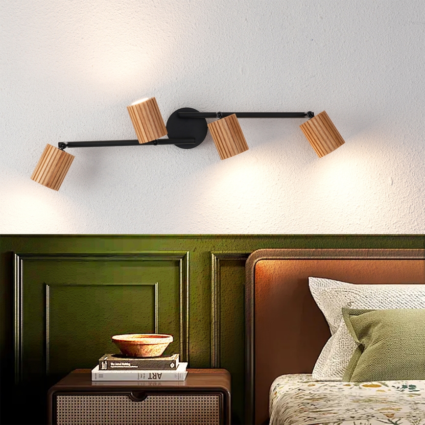 Brilagi - Faretto MODERN WOOD 4xGU10/8W/230V legno/nero