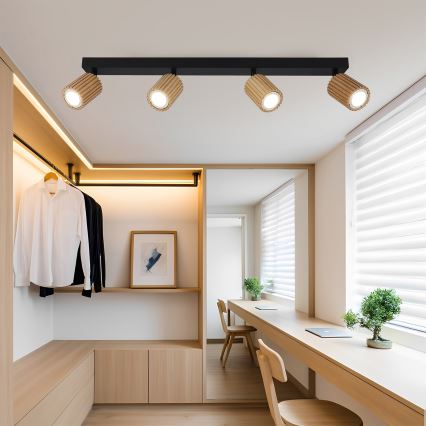 Brilagi - Faretto MODERN WOOD 4xGU10/8W/230V legno/nero