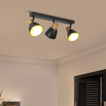 Brilagi - Faretto ODENSE 3xE14/10W/230V legno di caucciù/nero