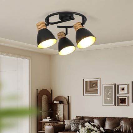 Brilagi - Faretto ODENSE 3xE14/10W/230V legno/nero