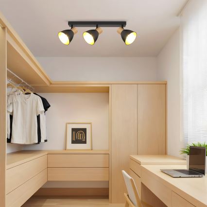 Brilagi - Faretto ODENSE 3xE14/10W/230V legno/nero