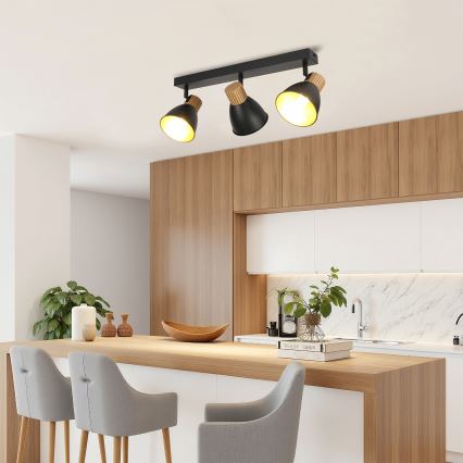 Brilagi - Faretto ODENSE 3xE14/10W/230V legno/nero