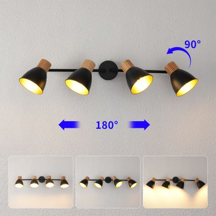 Brilagi - Faretto ODENSE 4xE14/10W/230V legno/nero