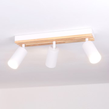 Brilagi - Faretto orientabile SELE WOOD ACOUSTIC 3xGU10/30W/230V bianco/legno
