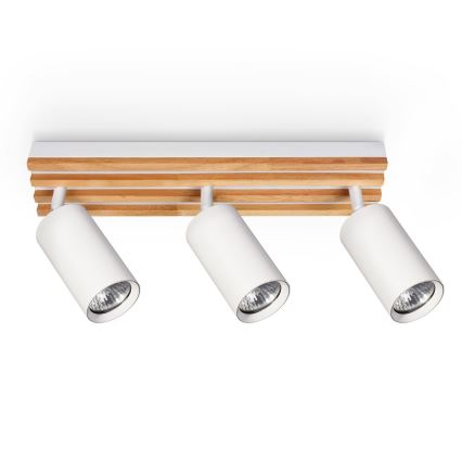 Brilagi - Faretto orientabile SELE WOOD ACOUSTIC 3xGU10/30W/230V bianco/legno