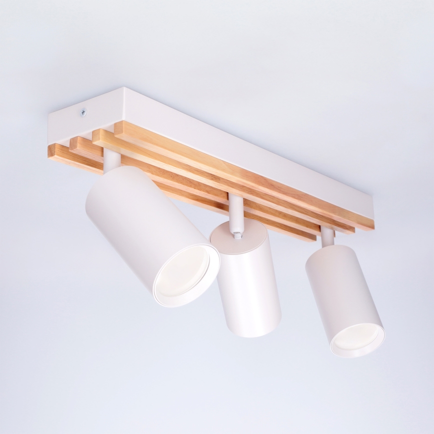 Brilagi - Faretto orientabile SELE WOOD ACOUSTIC 3xGU10/30W/230V bianco/legno