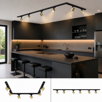 Brilagi - Faretto per sistema a binario HUSKY 6xGU10/10W/230V nero/oro