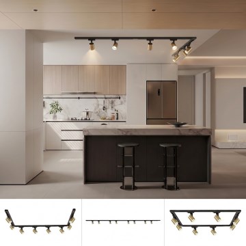 BRILAGI - Faretto per sistema a binario HUSKY 8xGU10/10W/230V 300 cm nero/oro