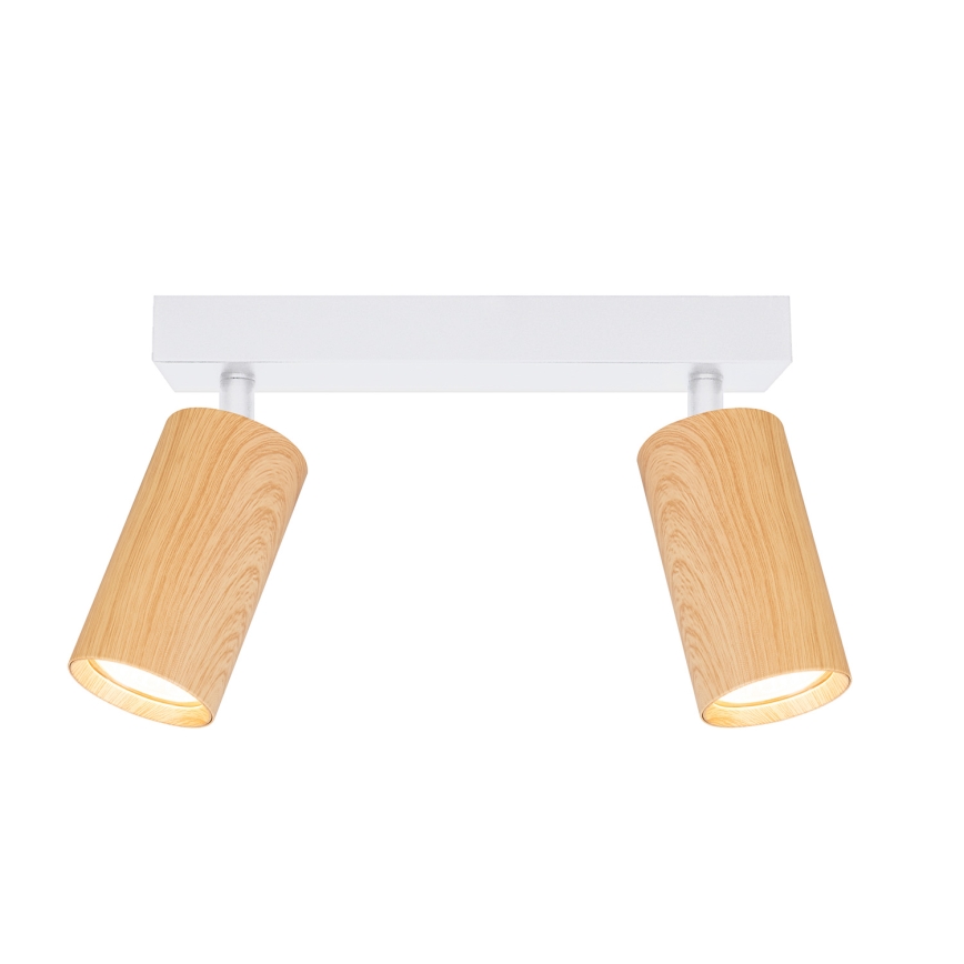 Brilagi - Faretto SELE 2xGU10/30W/230V bianco/decorazioni in rovere
