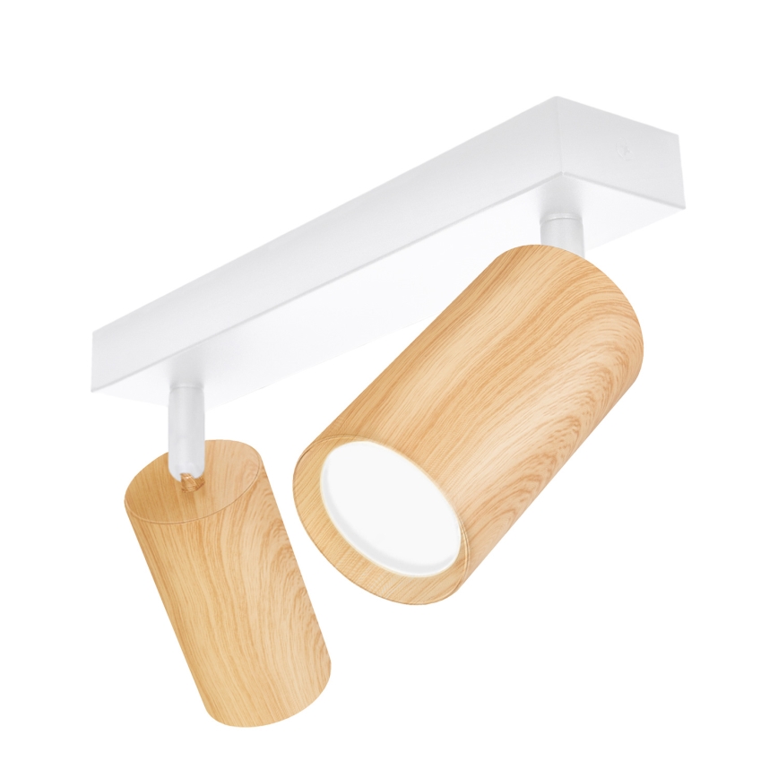 Brilagi - Faretto SELE 2xGU10/30W/230V bianco/decorazioni in rovere