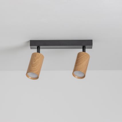 Brilagi - Faretto SELE 2xGU10/30W/230V nero/decorazioni in rovere