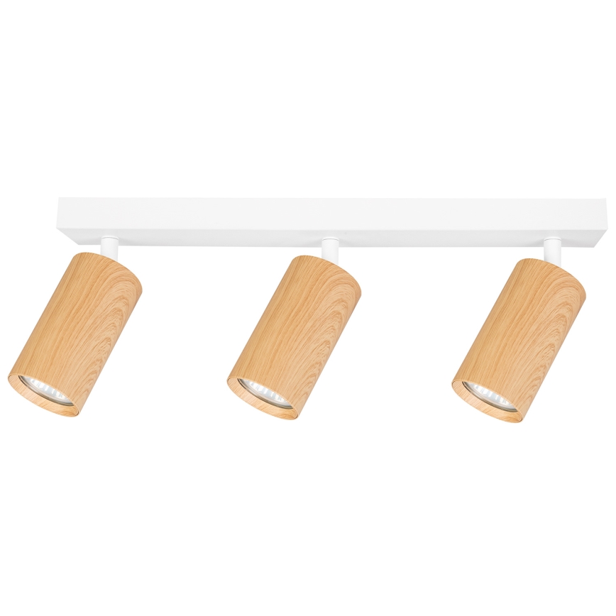 Brilagi - Faretto SELE 3xGU10/30W/230V bianco/decorazioni in rovere