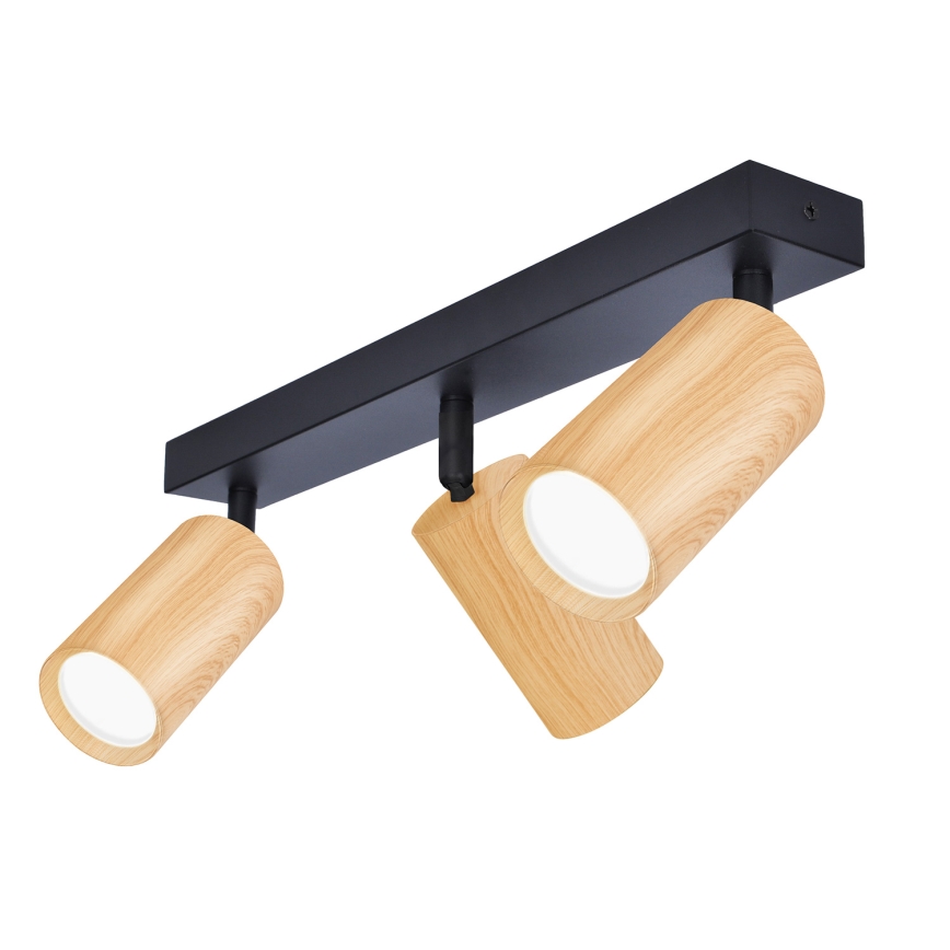Brilagi - Faretto SELE 3xGU10/30W/230V nero/decorazioni in rovere