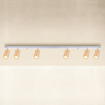 Brilagi - Faretto SELE 6xGU10/30W/230V bianco/decorazioni in rovere