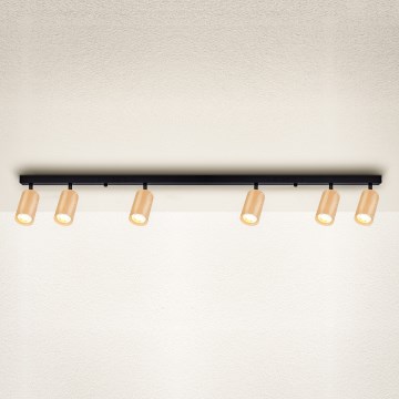 Brilagi - Faretto SELE 6xGU10/30W/230V nero/decorazioni in rovere
