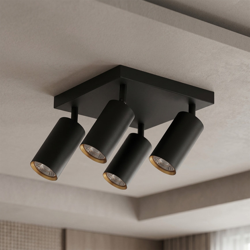 Brilagi - Faretto SELE SQUARE 4xGU10/30W/230V nero/oro