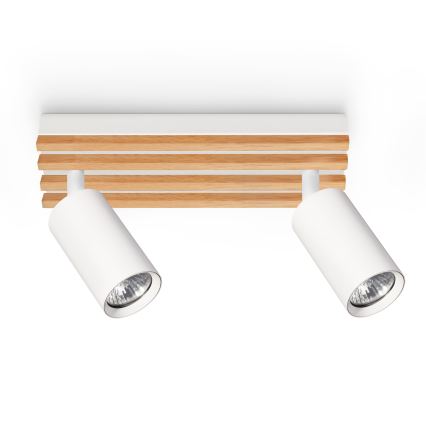 Brilagi - Faretto SELE WOOD 2xGU10/30W/230V bianco/legno