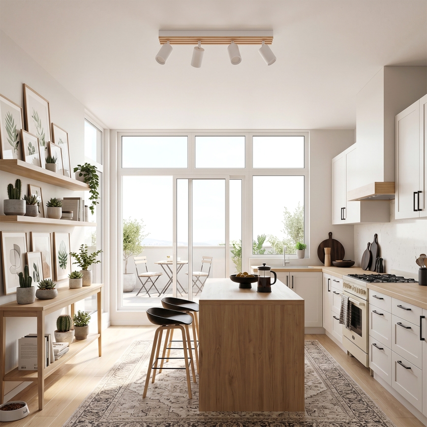 Brilagi - Faretto SELE WOOD 4xGU10/30W/230V bianco/legno