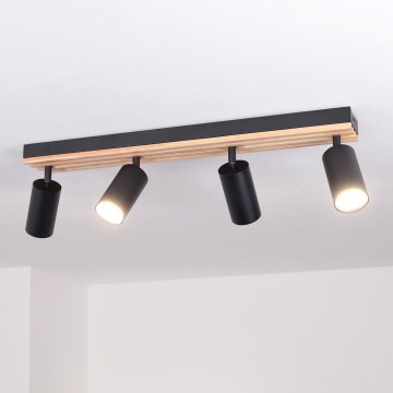 Brilagi - Faretto SELE WOOD 4xGU10/30W/230V nero/legno