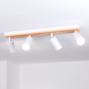 Brilagi - Faretto SELE WOOD ACOUSTIC 4xGU10/30W/230V bianco/legno