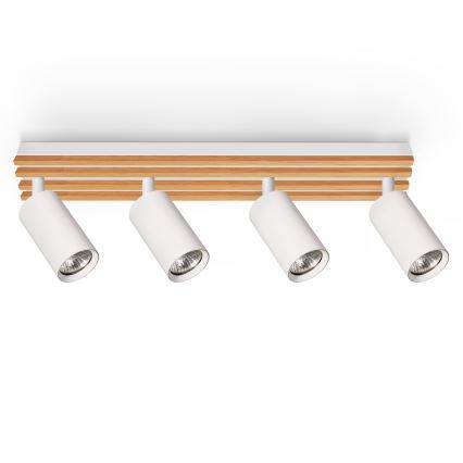 Brilagi - Faretto SELE WOOD ACOUSTIC 4xGU10/30W/230V bianco/legno