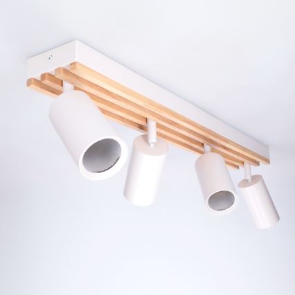 Brilagi - Faretto SELE WOOD ACOUSTIC 4xGU10/30W/230V bianco/legno