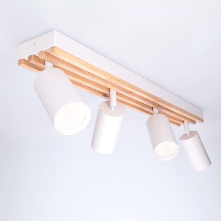 Brilagi - Faretto SELE WOOD ACOUSTIC 4xGU10/30W/230V bianco/legno