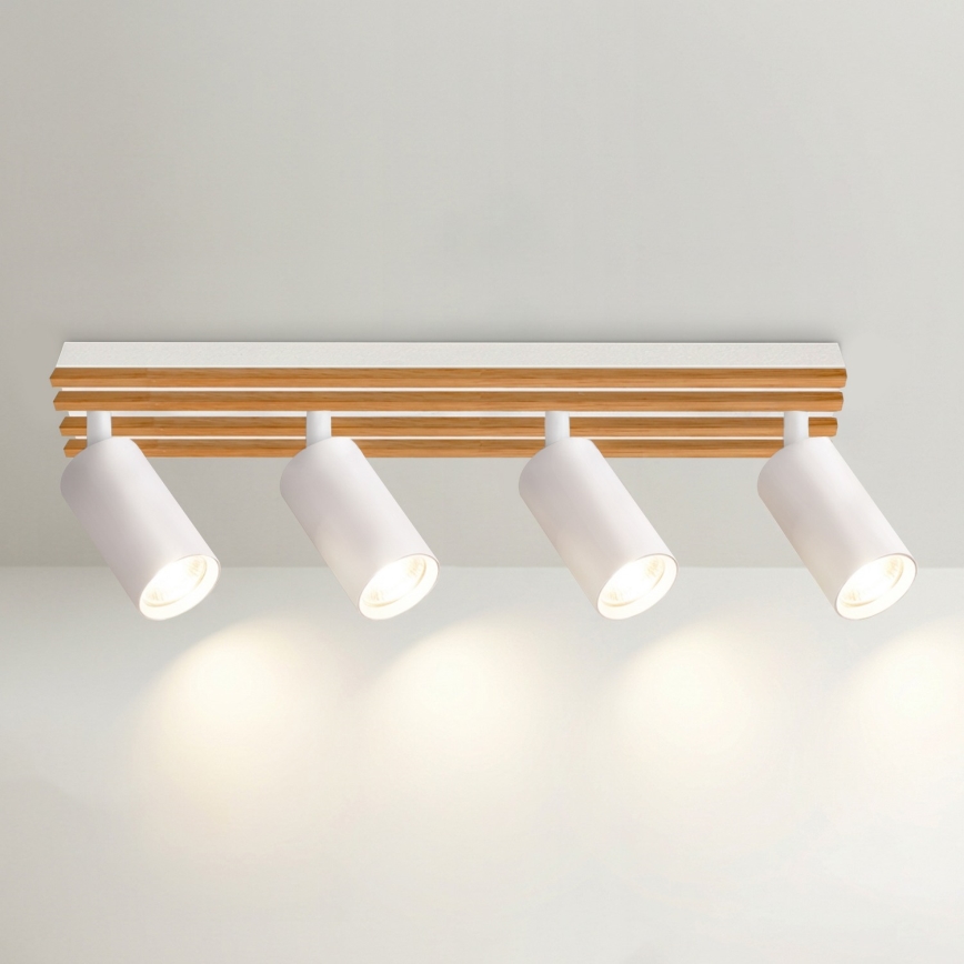 Brilagi - Faretto SELE WOOD ACOUSTIC 4xGU10/30W/230V bianco/legno