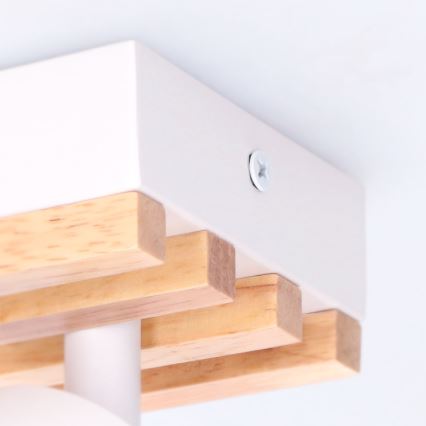 Brilagi - Faretto SELE WOOD ACOUSTIC 4xGU10/30W/230V bianco/legno