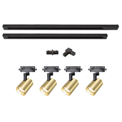 Brilagi - Faretto su binario HUSKY 4xGU10/10W/230V nero/oro