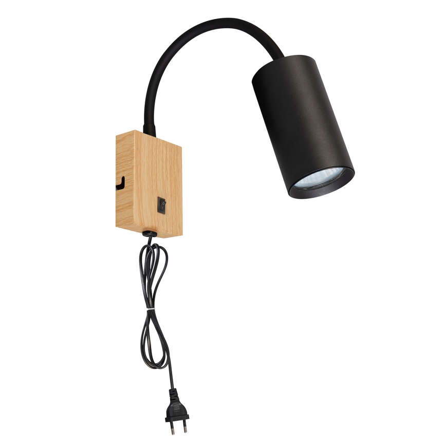 Brilagi - flexibel verstellbare Wandleuchte SELE 1xGU10/30W/230V schwarz/Eichenoptik