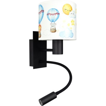 Brilagi - Flexible LED-Kinder-Wandleuchte BOBO 1xE27/25W/230V + LED/3W schwarz/weiß/Tiermotive