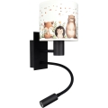 Brilagi - flexible LED-Kinder-Wandleuchte BOBO 1xE27/25W/230V + LED/3W schwarz/weiß/Tiermotive
