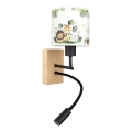 Brilagi - flexible LED-Kinder-Wandleuchte BOBO WOOD 1xE27/25W/230V + LED/3W Eiche/schwarz/weiß/grün/Dschungel
