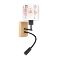 Brilagi - flexible LED-Kinder-Wandleuchte BOBO WOOD 1xE27/25W/230V + LED/3W Eiche/schwarz/weiß/rosa/Ballerina-Motiv