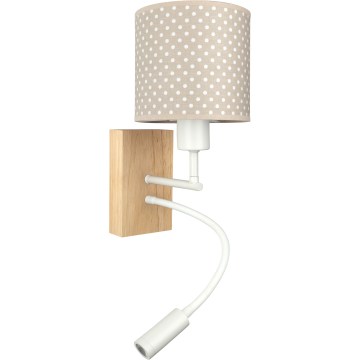 Brilagi - Flexible LED-Kinder-Wandleuchte BOBO WOOD 1xE27/25W/230V + LED/3W Eiche/Weiß/Beige/gepunktet
