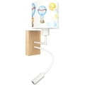 Brilagi - Flexible LED-Kinder-Wandleuchte BOBO WOOD 1xE27/25W/230V + LED/3W Eiche/Weiß/Tiermotive
