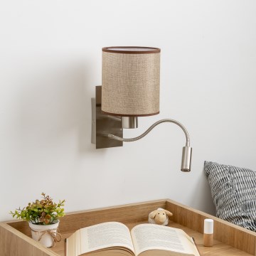 Brilagi - Flexible LED-Wandleuchte NUBILA 1xE27/25W/230V + LED/3W matt Chrom/braun