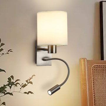 Brilagi - Flexible LED-Wandleuchte NUBILA 1xE27/25W/230V + LED/3W matt Chrom/cremefarben