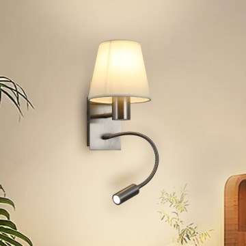 Brilagi - Flexible LED-Wandleuchte NUBILA 1xE27/25W/230V + LED/3W matt Chrom/cremefarben