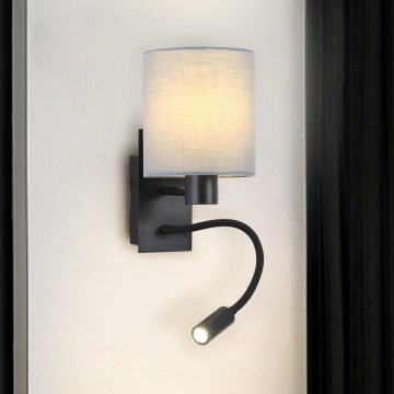 Brilagi - Flexible LED-Wandleuchte NUBILA 1xE27/25W/230V + LED/3W schwarz/grau