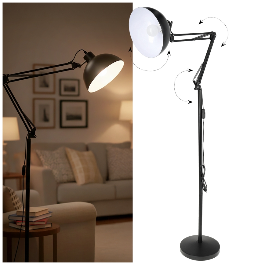 Brilagi - Flexible Stehleuchte TASKER 1xE27/60W/230V 157 cm schwarz