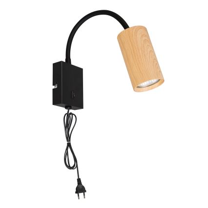 Brilagi - Flexible Wandleuchte mit Schalter SELE 1xGU10/30W/230V schwarz/Eiche-Dekor